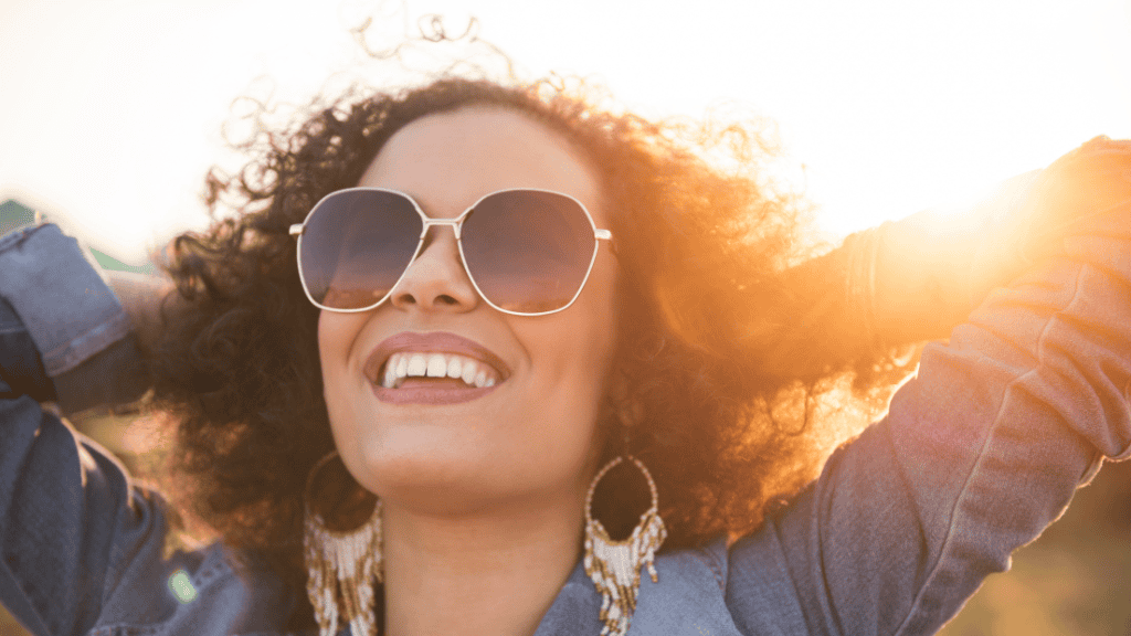 Woman enjoying a Mindfulness in Sunshine Joy.