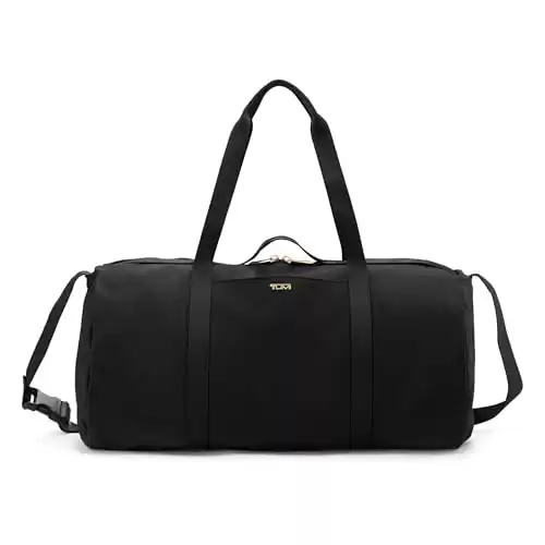 TUMI - Just In Case Duffel Bag - Packable Travel Bag - Carry On Duffel Bag - Water-Resistant - 10.3" X 18.9" X 10.3" - Black with Gold Hardware