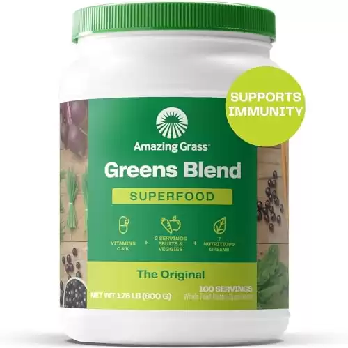 Amazing Grass Greens Superfood Powder: Greens Powder with Digestive Enzymes & Probiotics, Organic Spirulina, Chlorella, and Beet Root Powder, Original, 100 Servings