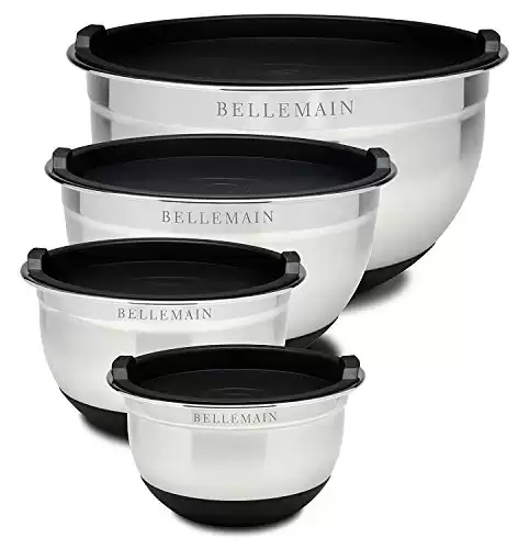 Bellemain Stainless Steel Non-Slip Mixing Bowls with Lids (4-Piece Set)