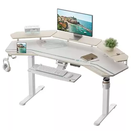 EUREKA ERGONOMIC Standing Desk with Keyboard Tray, 72" Electric Adjustable Heigh Desk,Computer Desk Wing Shaped Sit Stand Desk Large Music Studio Desk, LED Monitor Stands, Dual Motor&Slot, Ma...