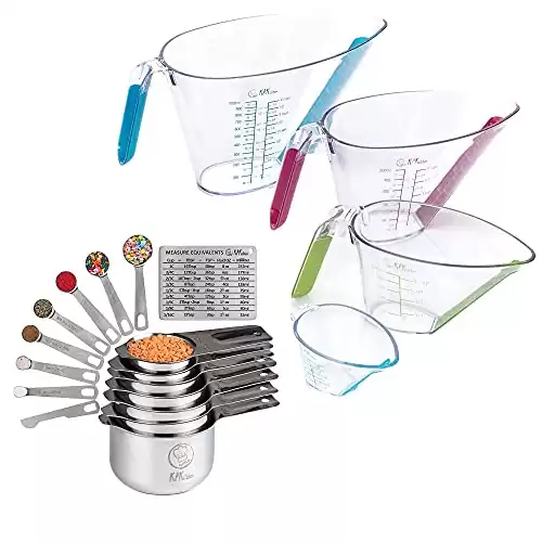 KPKitchen Stainless Steel Measuring Cups and Spoons Set